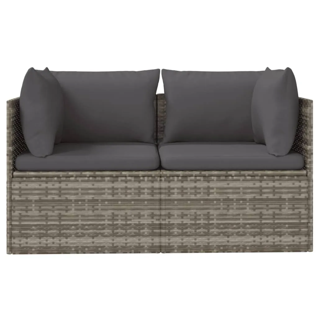 VIDAXL Gartensofa 2-Sitzer Mit Kissen Grau Poly Rattan 3 VIDAXL Gartensofa 2-Sitzer Mit Kissen Grau Poly Rattan - Image 3