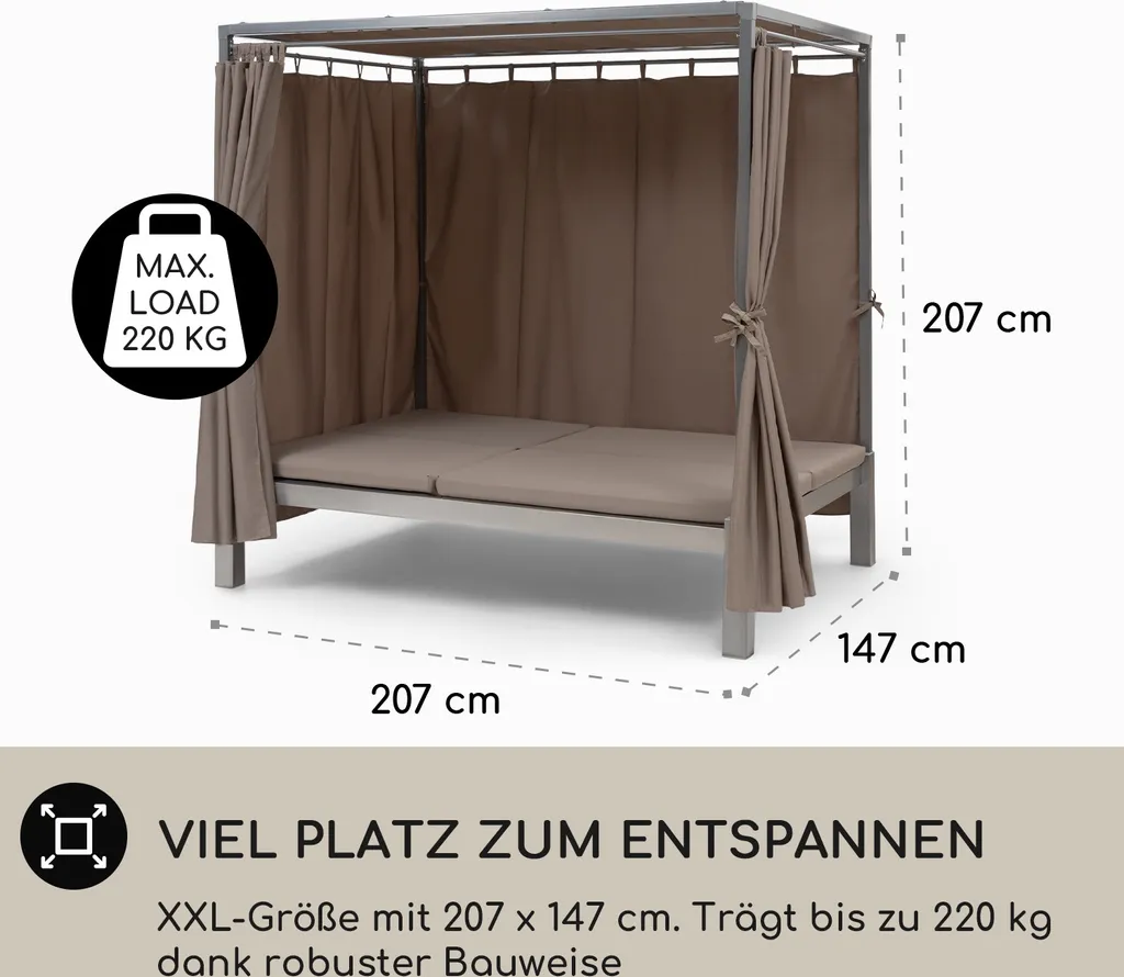 Blumfeldt Sonnenliegen Für 2 Personen, Liege Für Den Garten & Terrasse, Große Sonneninsel Outdoor, Doppelliege Mit Verstellbarer Rückenlehne, Sonnenliege Mit Dach, Liegeinsel Wasserfest, Garten Möbel 5 Blumfeldt Sonnenliegen Für 2 Personen, Liege Für Den Garten & Terrasse, Große Sonneninsel Outdoor, Doppelliege Mit Verstellbarer Rückenlehne, Sonnenliege Mit Dach, Liegeinsel Wasserfest, Garten Möbel - Image 5