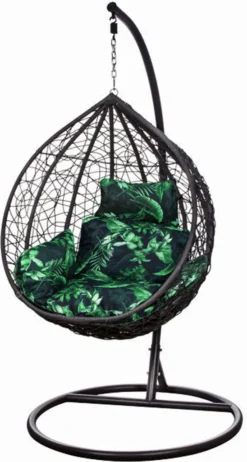 Hängesessel Kissen, Polster Für Polyrattan / Rattan Hängeschaukel, Hängekorb, Schaukel Korb, Rückenkissen - Schwarz Mit Grünen Blättern 13 Hängesessel Kissen, Polster Für Polyrattan / Rattan Hängeschaukel, Hängekorb, Schaukel Korb, Rückenkissen - Schwarz Mit Grünen Blättern -Stil Beet Verkaufsgeschäft e6ffacbdd44281cda482f061aee1818d