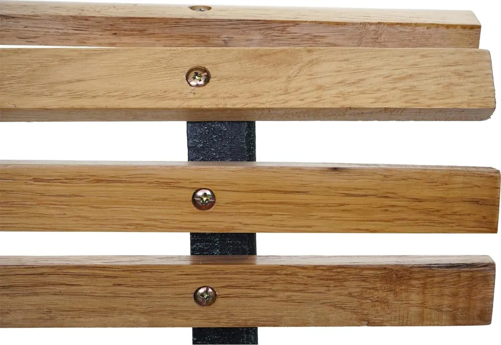 Gartenbank HWC-F97, Sitzbank Parkbank Holzbank, 3-Sitzer Gusseisen Holz 160cm 26kg Hellbraun 7 Gartenbank HWC-F97, Sitzbank Parkbank Holzbank, 3-Sitzer Gusseisen Holz 160cm 26kg Hellbraun - Image 7