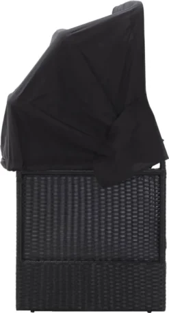 VidaXL Outdoor-Sofabett Mit Sonnendach Poly Rattan Schwarz
