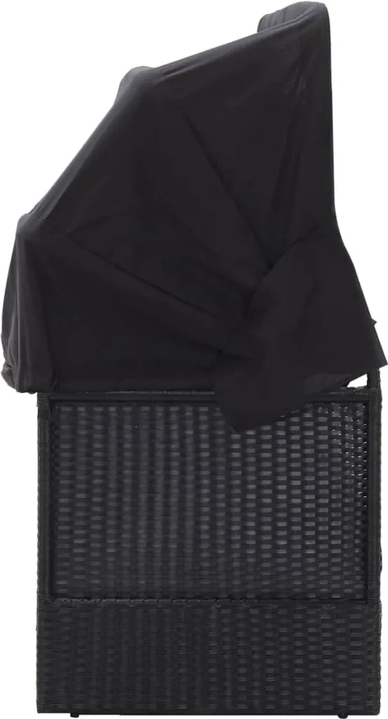 VidaXL Outdoor-Sofabett Mit Sonnendach Poly Rattan Schwarz 1 VidaXL Outdoor-Sofabett Mit Sonnendach Poly Rattan Schwarz