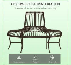 Outsunny Baumbank Aus Metall Halbrund Gartenbank Parkbank Sitzbank Für Ø37cm Baumstämme 135 X 70 X 85 Cm -Stil Beet Verkaufsgeschäft e892f5e224174ae7bc3c1ee558f43fde