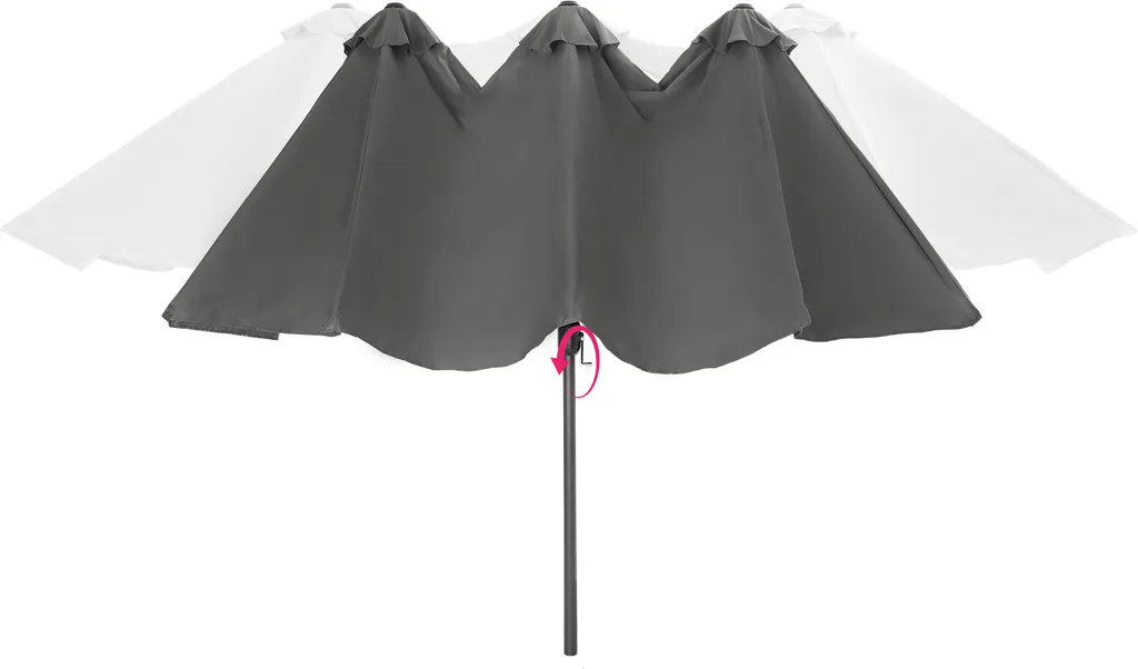 Tectake Sonnenschirm Silia 460x270cm Mit 3 Winddächern - Grau 5 Tectake Sonnenschirm Silia 460x270cm Mit 3 Winddächern - Grau - Image 5
