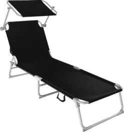 Tectake Gartenliege 4-stufig - Schwarz