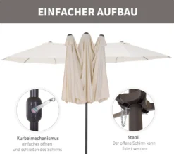 Outsunny Sonnenschirm Gartenschirm Marktschirm Doppelsonnenschirm Terrassenschirm Mit Handkurbel Oval Metall + Polyester Beige 455 X 270 X 240 Cm -Stil Beet Verkaufsgeschäft e8f9265a04d9441893468f45a9f7ef3d