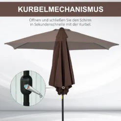 Outsunny Knickschirm Sonnenschirm Gartenschirm Marktschirm Mit Handkurbel Alu 180/㎡ Polyester Braun ∅2,7 X 2,35 M -Stil Beet Verkaufsgeschäft e95d69cd01662fa138e3ba6635a9a505