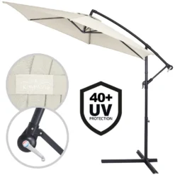 Kingsleeve Sonnenschirm Mit Ständer 300 Cm Groß UV Schutz 40+ Kurbel Neigbar Alu Wasserabweisend Windfest Ampelschirm Garten Terrasse Balkon, Farbe:creme -Stil Beet Verkaufsgeschäft e9a9d785d5830d7578feaf1a5f0520f4