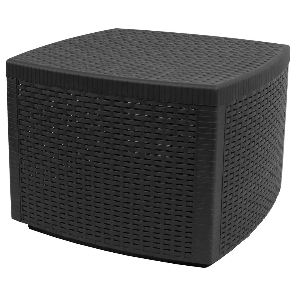 Beistelltisch Kunststoff Naxos Rattan-Optik 53x53cm - Anthrazit 2 Beistelltisch Kunststoff Naxos Rattan-Optik 53x53cm - Anthrazit – Bild 2