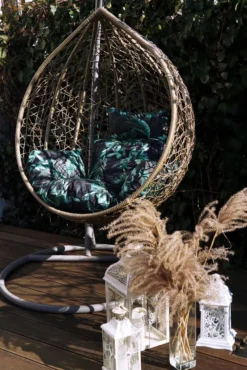 Hängesessel Kissen, Polster Für Polyrattan / Rattan Hängeschaukel, Hängekorb, Schaukel Korb, Rückenkissen - Schwarz Mit Grünen Blättern 9 Hängesessel Kissen, Polster Für Polyrattan / Rattan Hängeschaukel, Hängekorb, Schaukel Korb, Rückenkissen - Schwarz Mit Grünen Blättern -Stil Beet Verkaufsgeschäft ea94e7852724b2556aa8b5e447ac09b9