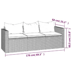 VidaXL 3-tlg. Garten-Lounge-Set Mit Kissen Grau Poly Rattan -Stil Beet Verkaufsgeschäft eabb96cc359d322dd2ffe8e9aa6593b2