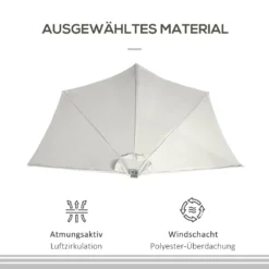 Outsunny Sonnenschirm, 270 X 240 Cm Halbshirm, Balkonschirm Mit LED, Halbrunder Terrassenschirm Mit Handkurbe, Solarpaneel, Für Garten, Metall, Beige -Stil Beet Verkaufsgeschäft eb261b4bf4fabcb2fd46fcf30741679a