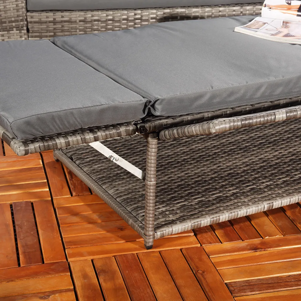 Mucola Lounge Gartenmöbel Sofa Bank Tisch Klappbar Rattan Gartenset Sitzmöbel Grau NEU 5 Mucola Lounge Gartenmöbel Sofa Bank Tisch Klappbar Rattan Gartenset Sitzmöbel Grau NEU - Image 5