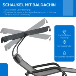 Outsunny Doppel-Sonnenliege Schaukelbank Mit Sonnendach, Schaukelsessel Mit Rollen, Gartenliege Mit Kopfkissen, 220 Kg Belastung, Für 2 Personen, Dunkelgrau, 200x139x140cm 10 Outsunny Doppel-Sonnenliege Schaukelbank Mit Sonnendach, Schaukelsessel Mit Rollen, Gartenliege Mit Kopfkissen, 220 Kg Belastung, Für 2 Personen, Dunkelgrau, 200x139x140cm -Stil Beet Verkaufsgeschäft ebdb0b47e2d1dcb43c8512aab8b11042