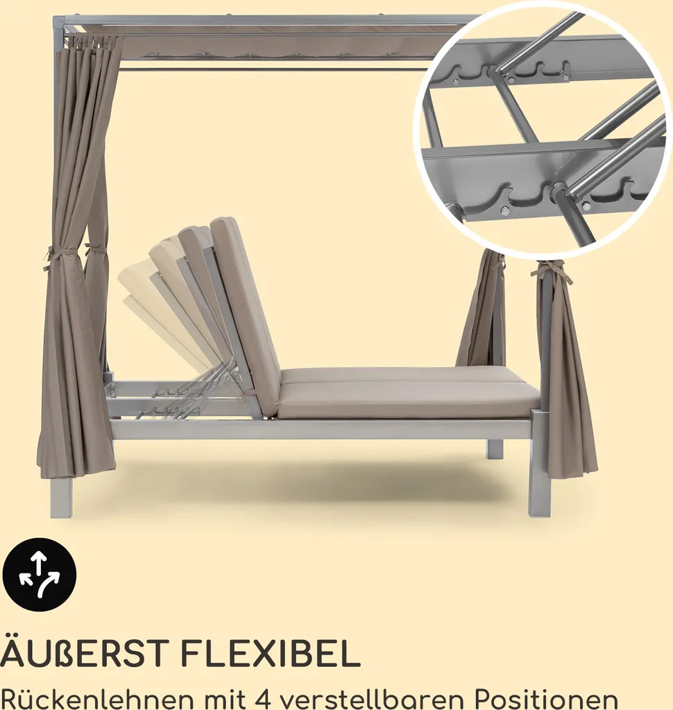 Blumfeldt Sonnenliegen Für 2 Personen, Liege Für Den Garten & Terrasse, Große Sonneninsel Outdoor, Doppelliege Mit Verstellbarer Rückenlehne, Sonnenliege Mit Dach, Liegeinsel Wasserfest, Garten Möbel 7 Blumfeldt Sonnenliegen Für 2 Personen, Liege Für Den Garten & Terrasse, Große Sonneninsel Outdoor, Doppelliege Mit Verstellbarer Rückenlehne, Sonnenliege Mit Dach, Liegeinsel Wasserfest, Garten Möbel - Image 7