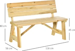 Outsunny Gartenbank 2-Sitzer Parkbank Aus Holz Sitzbank Bis 220 Kg Bank Terrassenbank Mit Rückenlehnen Gartenmöbel Massivholz 116 X 56 X 80 Cm -Stil Beet Verkaufsgeschäft ec746f39eb8f1baea75a9ae9b60d1e03