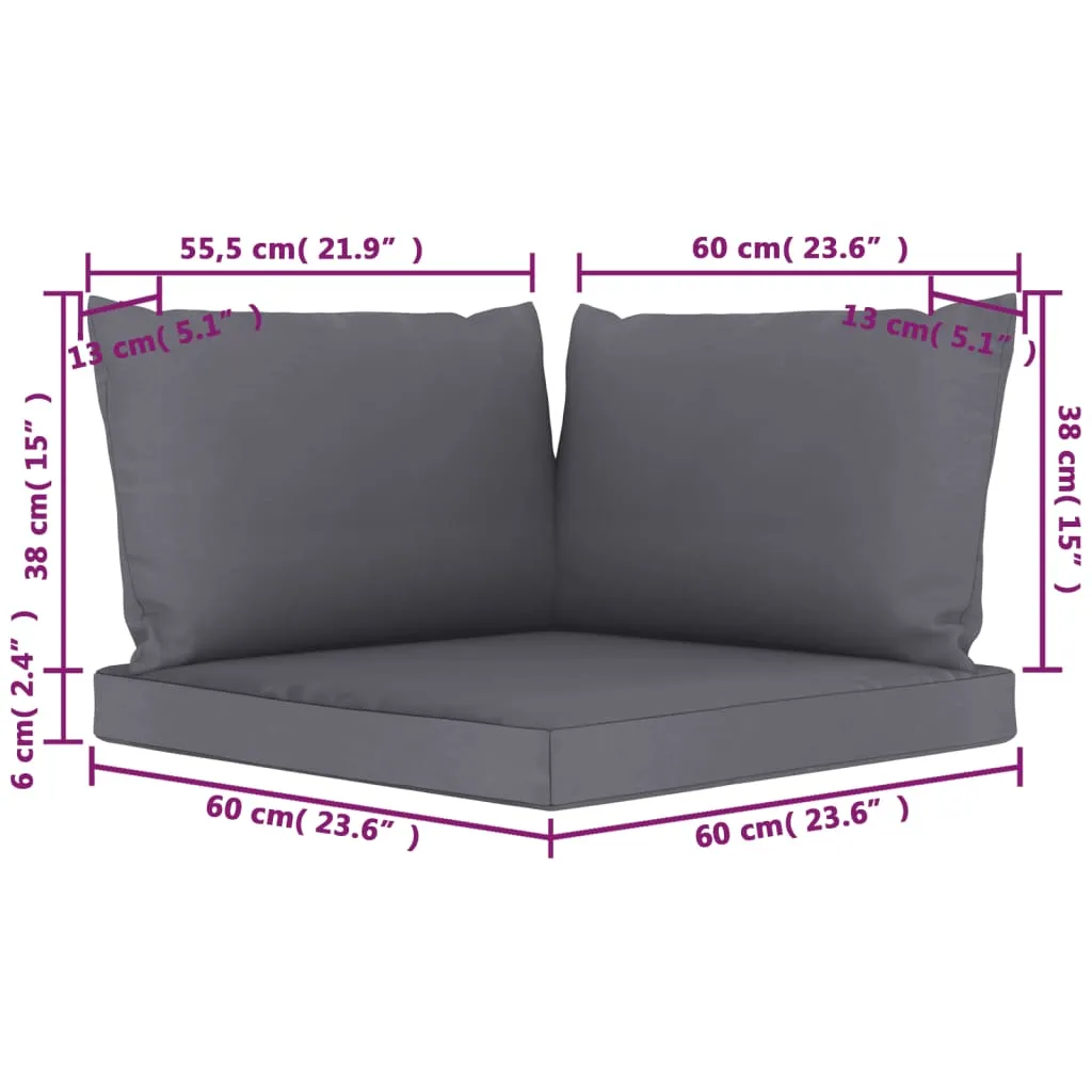 VidaXL Palettensofa-Auflagen 3 Stk. Anthrazit Stoff 6 VidaXL Palettensofa-Auflagen 3 Stk. Anthrazit Stoff - Image 6