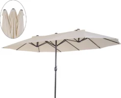 Outsunny Sonnenschirm Gartenschirm Marktschirm Doppelsonnenschirm Terrassenschirm Mit Handkurbel Oval Metall + Polyester Beige 455 X 270 X 240 Cm -Stil Beet Verkaufsgeschäft ecd149fe86cd8fd57dd07045fdd833ed