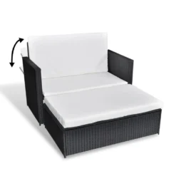 VidaXL 2-tlg. Garten-Lounge-Set Mit Auflagen Poly Rattan Schwarz -Stil Beet Verkaufsgeschäft edf717bd132db014819a43d962679315