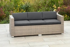 Merxx Bank "Bellante" 3-sitzig - Stahlgestell Mit Kunststoffgeflecht Mudbraun, Inkl. Kissen