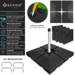 KESSER® Sonnenschirmständer 4-teilig Schirmgewicht Schirmständer Für Ampelschirm Bodenkreuz 90 Liter / 120 Kg Befüllbar Mit Wasser Oder Sand Inkl. Metallverbinder Ampelschirmständer Kunststoff, Farbe:Schwarz 10 KESSER® Sonnenschirmständer 4-teilig Schirmgewicht Schirmständer Für Ampelschirm Bodenkreuz 90 Liter / 120 Kg Befüllbar Mit Wasser Oder Sand Inkl. Metallverbinder Ampelschirmständer Kunststoff, Farbe:Schwarz -Stil Beet Verkaufsgeschäft ee33018aa12f3491c2df6129d1736932