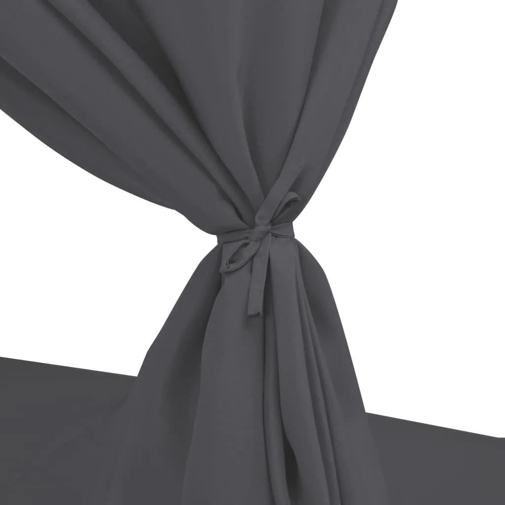 VidaXL Outdoor-Lounge-Bett Mit Vorhängen Poly Rattan Grau 5 VidaXL Outdoor-Lounge-Bett Mit Vorhängen Poly Rattan Grau - Image 5