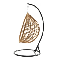 Mirjan24 Hängesessel Bali, Stilvoll Hängekorb, Gartensessel Mit Stahlskelett, Rattan, Kokon (Schwarz / Natur + Grau Kissen) -Stil Beet Verkaufsgeschäft ef879d6da7c7e51349168a6005c9d950