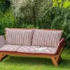 Merxx Gartenbank Mit Sitzkissen Eukalyptus Natur, Rot, Creme 62,5 Cm X 202 Cm X 77 Cm