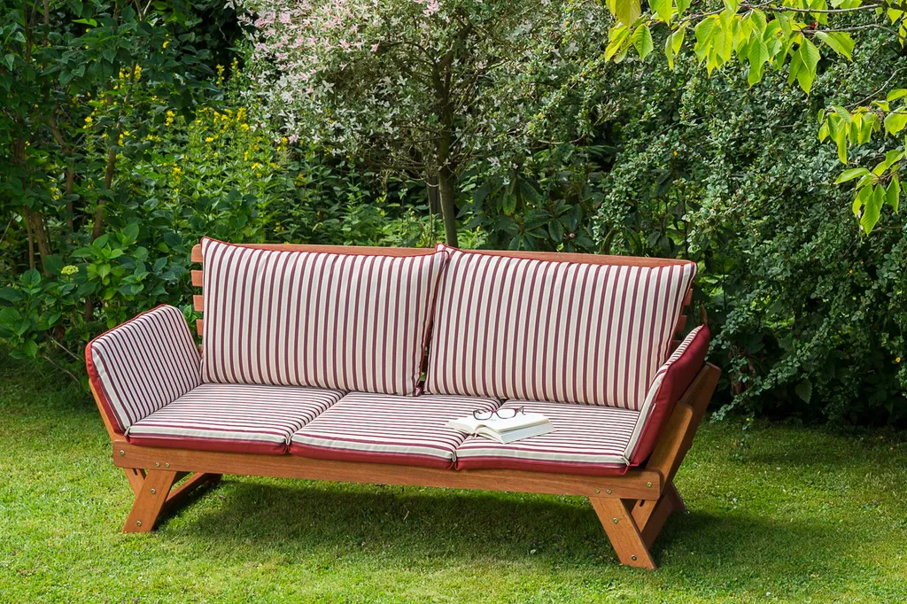 Merxx Gartenbank Mit Sitzkissen Eukalyptus Natur, Rot, Creme 62,5 Cm X 202 Cm X 77 Cm 1 Merxx Gartenbank Mit Sitzkissen Eukalyptus Natur, Rot, Creme 62,5 Cm X 202 Cm X 77 Cm
