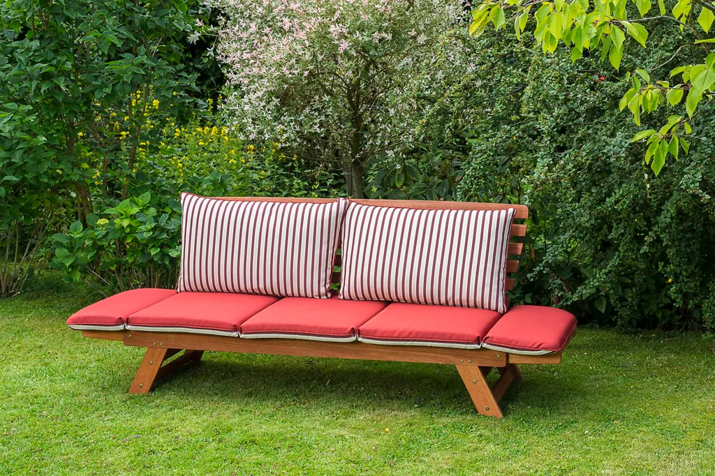 Merxx Gartenbank Mit Sitzkissen Eukalyptus Natur, Rot, Creme 62,5 Cm X 202 Cm X 77 Cm 3 Merxx Gartenbank Mit Sitzkissen Eukalyptus Natur, Rot, Creme 62,5 Cm X 202 Cm X 77 Cm – Bild 3