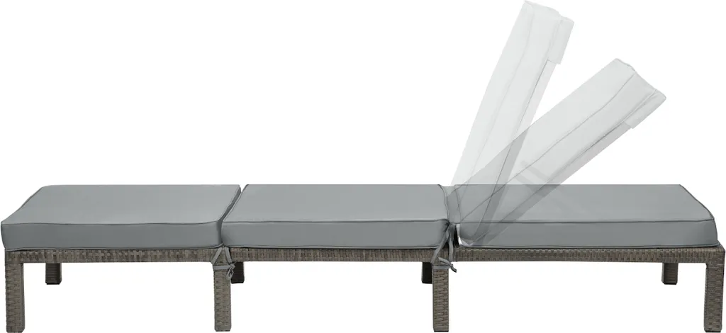 SVITA PEACH Gartenliege Sonnenliege Relaxliege Polsterauflage Klappbar Polyrattan Grau 4 SVITA PEACH Gartenliege Sonnenliege Relaxliege Polsterauflage Klappbar Polyrattan Grau - Image 4