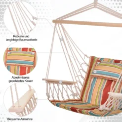 Outsunny Hängesessel Mit Querstrebe Und Kissen,Hängestuhl,hängesitz,hängeschaukel,Leicht Zu Tragen,einfach Verpackung Und Aufbewahrung,bis 100 Kg Belastbar,mehrfarbig 100 X 106 Cm -Stil Beet Verkaufsgeschäft f0bbc21143f74499d4329540aa743ee1