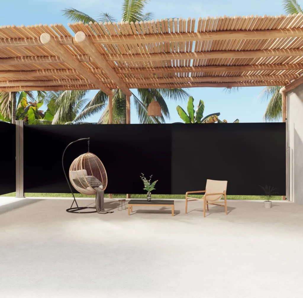 VidaXL Seitenmarkise Ausziehbar Schwarz 220x1200 Cm 2 VidaXL Seitenmarkise Ausziehbar Schwarz 220x1200 Cm - Image 2