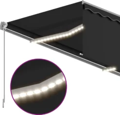 VidaXL Gelenkarmmarkise Mit Volant & LED 3x2,5 M Anthrazit -Stil Beet Verkaufsgeschäft f20f2373a853e39b325031a7e9a2cbce