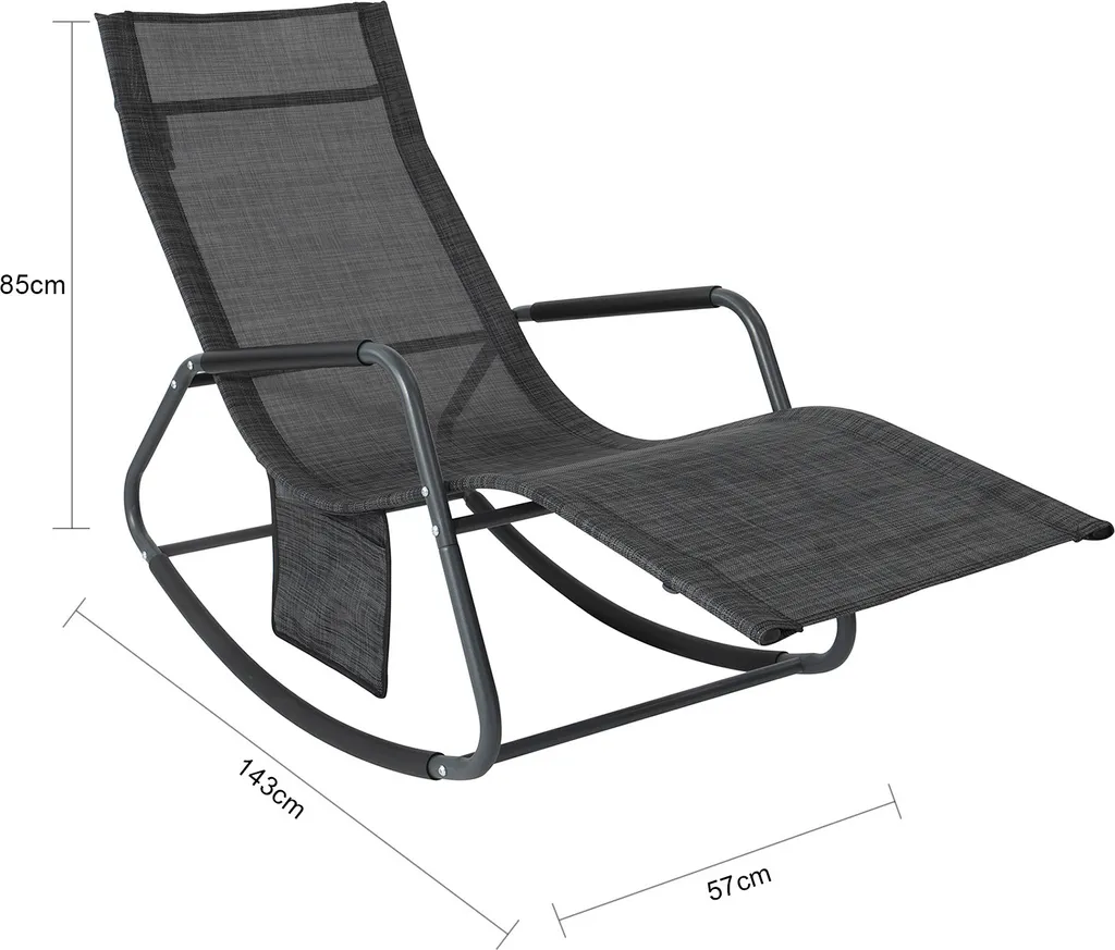SoBuy OGS47-MS Schaukelliege Sonnenliege Mit Seitentasche Gartenliege Relaxstuhl Schwingliege Schwarz/Grau Belastbarkeit 150 Kg 4 SoBuy OGS47-MS Schaukelliege Sonnenliege Mit Seitentasche Gartenliege Relaxstuhl Schwingliege Schwarz/Grau Belastbarkeit 150 Kg - Image 4
