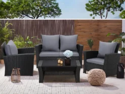MeXo Gartenmöbel Set Lounge Set Polyrattan Lounges 4-teile Für 3-4 Personen Garten & Balkon Sitzmöbel-Set Schwarz -Stil Beet Verkaufsgeschäft f3fcb0a110eb8a8def1db70b6916abd1