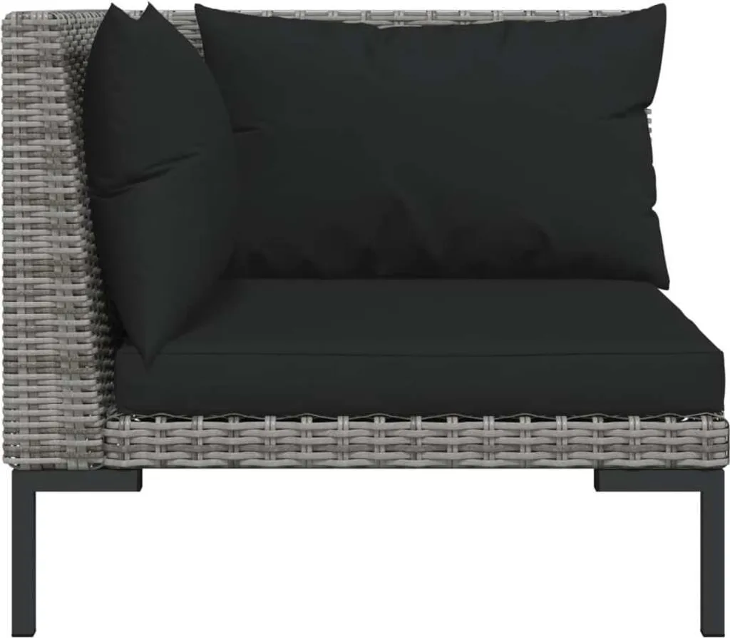 VidaXL 8-tlg. Garten-Lounge-Set Mit Auflagen Poly Rattan Dunkelgrau 6 VidaXL 8-tlg. Garten-Lounge-Set Mit Auflagen Poly Rattan Dunkelgrau - Image 6