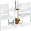 Relaxdays Gartenbank Mit Tisch Weiß