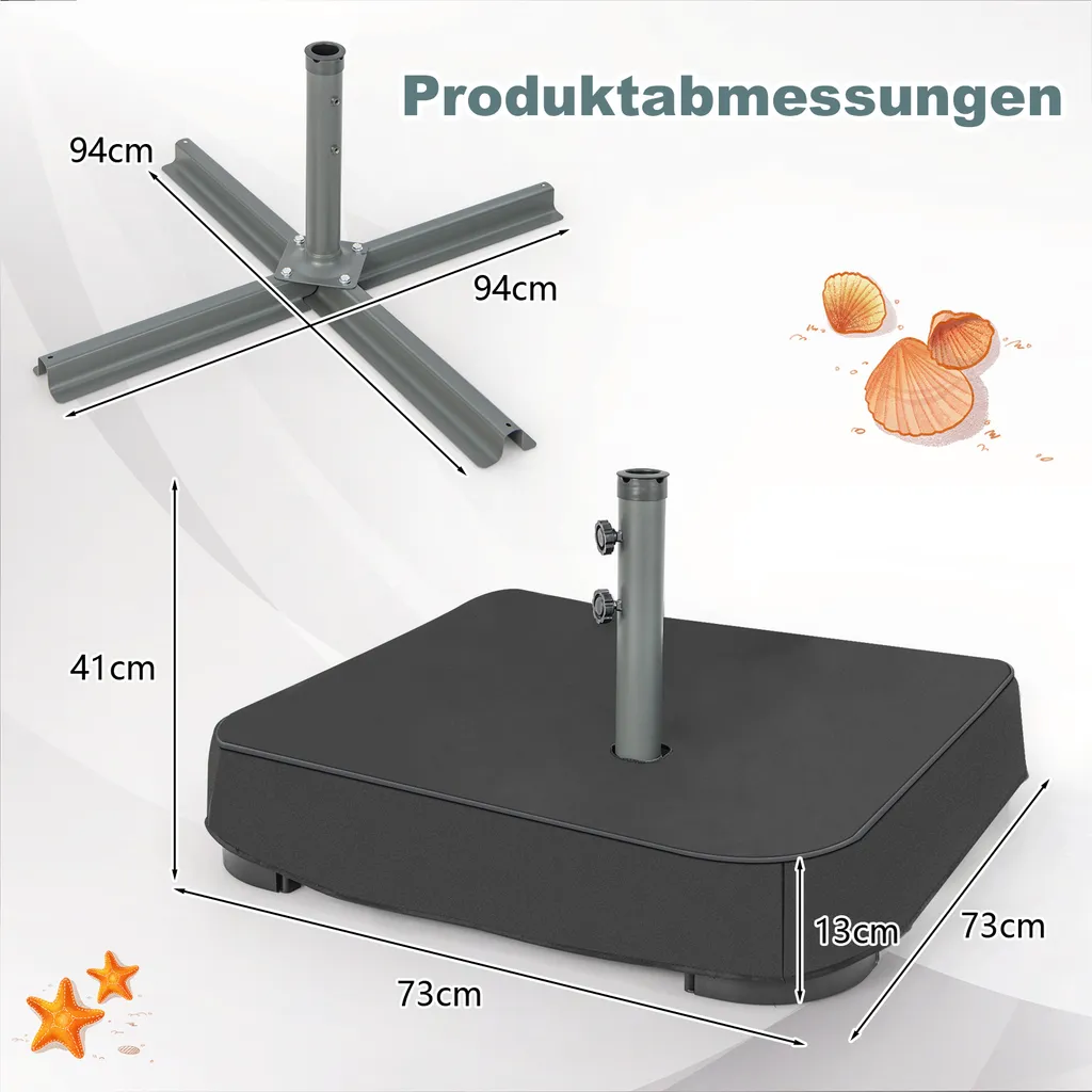 COSTWAY Sonnenschirmständer Mit Sandsäcken (90 Kg Füllkapazität), 2 Feststellknöpfen, Sonnenschirm Ständer Befüllbar, Schirmständer Marktschirmständer Für Terrasse, Garten 7 COSTWAY Sonnenschirmständer Mit Sandsäcken (90 Kg Füllkapazität), 2 Feststellknöpfen, Sonnenschirm Ständer Befüllbar, Schirmständer Marktschirmständer Für Terrasse, Garten - Image 7
