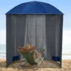 Outsunny Sonnenschirm Strandschirm Sonnenschutz Mit Seitenwand Strand Polyester Blau 2,2 X H2,2m