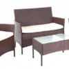 Poly-Rattan Garten-Garnitur HWC-D82, Sitzgruppe Lounge-Set Braun-meliert Mit Kissen Creme