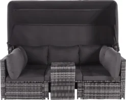 Merax Gartenmöbelset Polyrattan Mit Sonnendach Und Kissen Für 5 Personen, Loungeset Balkonmöbel Set Mit 3-Sitzer Sofa Inkl. Dach, 2x Einzelsessel, 1x Ottoman, 1x Tisch, 194 X 128 X 157 Cm -Stil Beet Verkaufsgeschäft f57fdf3ff08ad8f9029df912dc154651