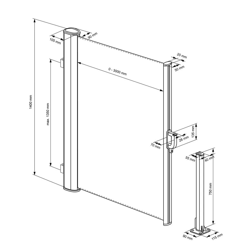 Koopman Windschutz Für Terrasse - 3x1,4 M - Anthrazit - Einziehbar 9 Koopman Windschutz Für Terrasse - 3x1,4 M - Anthrazit - Einziehbar - Image 9