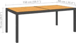 VidaXL Gartentisch 150x90x75 Cm Poly Rattan Und Akazienholz Schwarz -Stil Beet Verkaufsgeschäft f62671eae39a4ae31515f4dbdd4f67e5