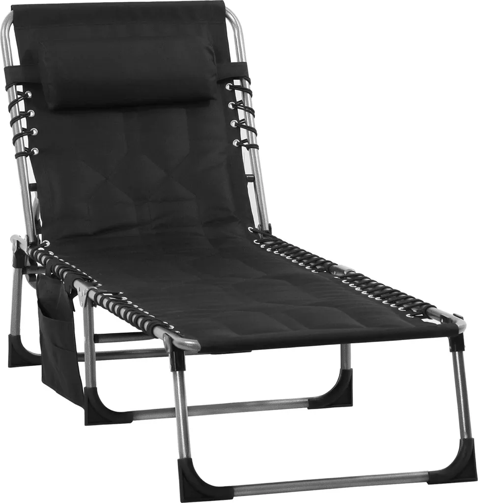 Outsunny Sonnenliege Faltbar Gartenliege Klappliege Mit Kissen Garten 5-stufige Rückenlehne Verstellbar Stahl Oxford-Stoff Schwarz 188 X 57 X 30 Cm 1 Outsunny Sonnenliege Faltbar Gartenliege Klappliege Mit Kissen Garten 5-stufige Rückenlehne Verstellbar Stahl Oxford-Stoff Schwarz 188 X 57 X 30 Cm