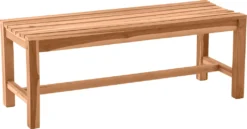 Möbilia Gartenbank 120 Cm | Sitzbank 2-Sitzer Aus Teak Holz | B 120 X T 42 X H 45 Cm | Natur | 11020007 | Serie GARTEN