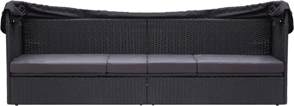 VidaXL Outdoor-Sofabett Mit Sonnendach Poly Rattan Schwarz 3 VidaXL Outdoor-Sofabett Mit Sonnendach Poly Rattan Schwarz – Bild 3