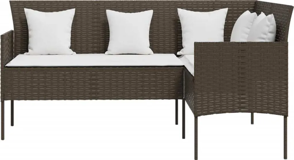 VidaXL Sofa In L-Form Mit Kissen Poly Rattan Braun 3 VidaXL Sofa In L-Form Mit Kissen Poly Rattan Braun - Image 3