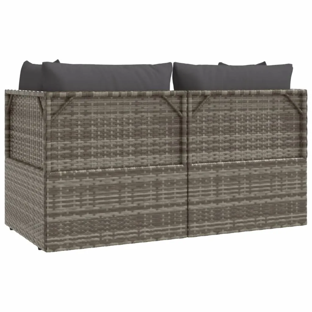 VIDAXL Gartensofa 2-Sitzer Mit Kissen Grau Poly Rattan 5 VIDAXL Gartensofa 2-Sitzer Mit Kissen Grau Poly Rattan - Image 5