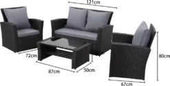 MeXo Gartenmöbel Set Lounge Set Polyrattan Lounges 4-teile Für 3-4 Personen Garten & Balkon Sitzmöbel-Set Schwarz -Stil Beet Verkaufsgeschäft f98ea2065831618d2b114f85f3f29691